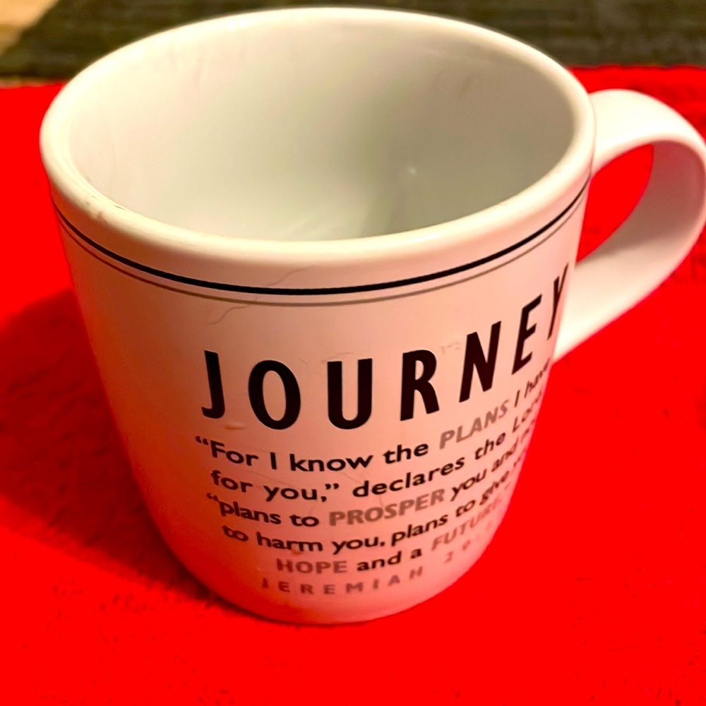 Journey lighthouse Christian production company mug